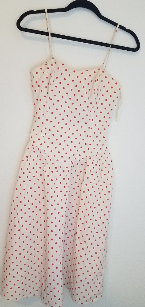 Vintage white dress with red polka dots